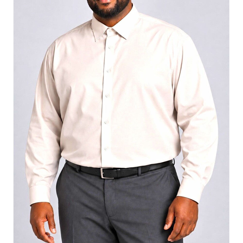 Shaquille O'Neal Men's Big Fit White Cooling Stretch Dress Shirt